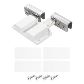 uxcell Glass Door Magnetic Catch Latch Closures with Clamp, 1 Set for 5-8mm Glass, Push Open Double Glass Door Magnetic Touch Latch, White