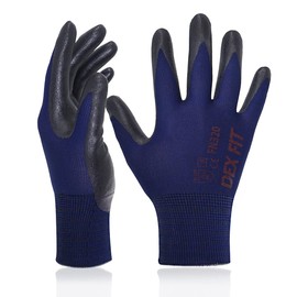 DEX FIT Premium Nylon Nitrile Work Gloves FN320, 3D-Comfort Stretchy Fit, Firm Grip, Thin & Lightweight, Durable, Breathable & Cool, Machine Washable; Navy 10 (XL) 1 Pair