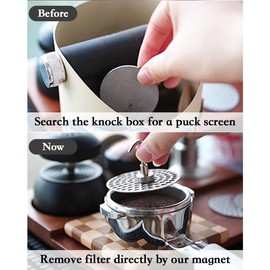 0.7MM Espresso Puck Screen and Magnet Kit For Barista,304 Stainless Steel Espresso Filter Screen,Reusable Coffee Filter Mesh For Potafilter Basket(58MM)