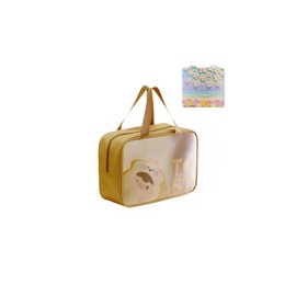 BBMMAYB Travel Toiletry Bag Set,Transparent Toiletry Storage Bag for Women,Portable Makeup Bag with Mirror(Yellow)