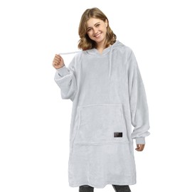Catalonia Classy Fleece Hooded Top for Men and Women - Soft and Warm Wearable Long Jumper With Adjustable Drawstring and Front Pocket, Grey