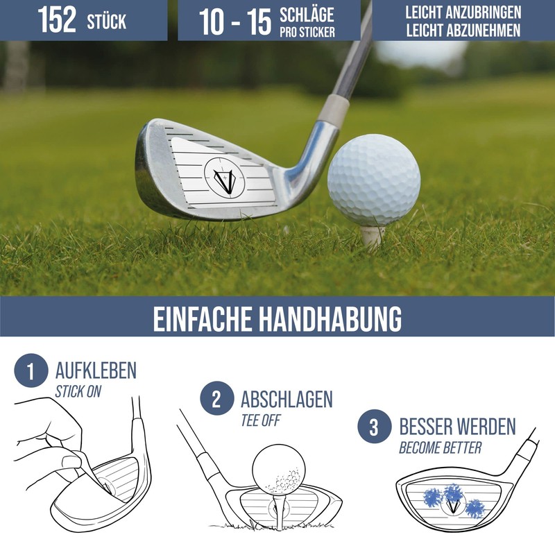 152 x Golf Impact Stickers – Weatherproof Impact Tape for