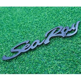 1x Sea Ray Searay Script Boat Letters Logo Badge 3D Emblem Nameplate Sticker Decals12-3/4 (Gloss Black)