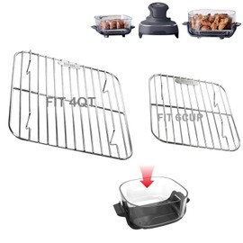 2 Pack Stainless Steel Crisper Rack Replacement for Ninja Crispi Portable Glass Air Fryer, 4-Qt & 6-Cup Accessories, Non-Toxic Food Grade Air Fry Rack for Ninja Crispi FN101 FN100 Series