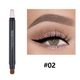 Cream Eyeshadow Stick - No Crease Hypoallergenic Glitter Shimmer Champagne Eye Shadow Pencil Crayon with Soft Brush, Rotatable Waterproof & Long Lasting Eyeshadow Stick Eye Makeup for Women-#02