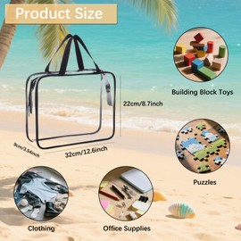 10 Packs Clear Storage Bags with Zipper - Zippered Toy Storage with Labels, Waterproof Bags for Board Games, Blocks & Books - Reusable Black Organizers for Small Toy Storage