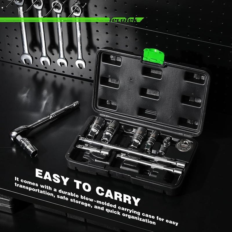 11-Piece Spark Plug Socket Set with 3/8" Drive Ratchet Handle,