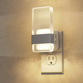 L LOHAS LED Night Light, Night Lights Plug Into Wall, Dusk-to-Dawn Sensor Decorative Night Light, 0-100LM Dimmable Nightlights, Wall Sconce-Style Acrylic Nitelight for Bathroom, Hallway,Gift, 1 Pack