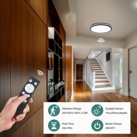 ZSYUBO Motion Sensor Ceiling Light Wired,11 Inch Flush Mount Ceiling Light Fixture, Motion Sensor Light Indoor for Stair Closet Porch Hallway Laundry, Sensor Lights Indoor 3000k/4000k/6000k Black