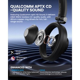 Weofly Mixer Open Ear Headphones, Wireless Headphones with Qualcomm aptX HD, Snapdragon Sound, Comfortable Breathable Open Fit, 40-Hour Playtime, Open Back Headphones with Carrying Case (Black)
