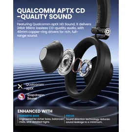 Weofly Mixer Open Ear Headphones, Wireless Headphones with Qualcomm aptX HD, Snapdragon Sound, Comfortable Breathable Open Fit, 40-Hour Playtime, Open Back Headphones with Carrying Case (Black)