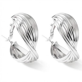 Trazzic Eye-Catching Heart Knot Hoop Earrings, Chic Twist Circular Design (1.1") Diameter), Hypoallergenic Fashion Statement for Women, Silver