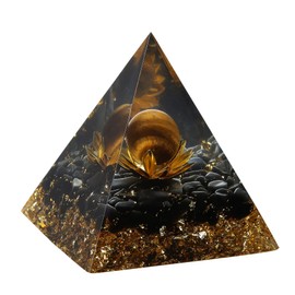 Orgone Pyramid - Positive Energy Source for Meditation, Stress Relief, Wealth Attraction | Crystal Pyramid Orgonite with Protection Crystals | Ideal Energy Generator & Stylish Room Decor