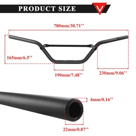 PRO BAT Universal 7/8'' 22mm Pit Dirt Bike Handlebars for Motocross CRF YZF KXF KLX RMZ DRZ Pit Dirt Bike ATV Quad, Black