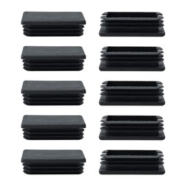 sourcingmap 10pcs 30 x 60mm Plastic Rectangle Ribbed Tube Insert Pipe Tubing End Cover Caps Furniture Glide Floor Desk Sofa Protector Black