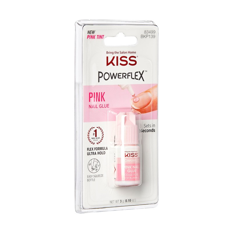 KISS PowerFlex Pink Nail Glue, Ultra Hold Flex Formula, Easy