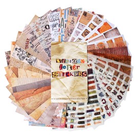 Diuhofart 600+ Scrapbook Stickers and 20 Sheets Scrap Paper Book for Scrapbooking, Vintage Alphabet Letter Number Inspiration Quote Stickers for Journaling, Junk Journal Supplies, Planner, Collage