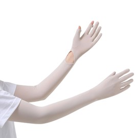 ZukiPita Arm Cover, Cooling Sensation, UV Protection, Women's, Men's, Sun Protection, Sports, Driving, Fingertips, One Size Fits All, beige