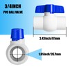 8PCS 3/4" PVC Ball Valve, Shut-Off Ball Valve Socket with