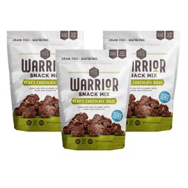 BeeFree Warrior Mix Gluten Free Granola - Chunky Granola Bites | Paleo Granola, Low Carb, Grain Free, Preservative Free, Oat Free | Granola for Yogurt, Low Calorie Snacks | Clay’s Chocolate Buzz, 9 Ounce Bags, 3 Pack