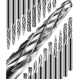 Sworker 20 Pcs Carbide Burr Set 1/8" Shank Compatible with Dremel Bits Rotary Tools Attachment Kit Rasp Drill File Accessories Metal Wood Stone Steel Grinding Carving Cutting Polishing Solid Tungsten