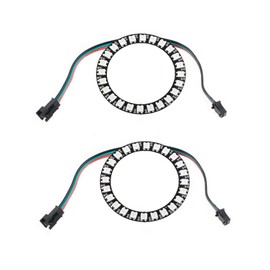 Sparkleiot 24 Bits WS2812 RGB LED Ring with SM2.54-3P Wire, 24 X WS2812 5050 Addressable LED Pixel Full Color with Integrated Drivers DC5V for Arduino Raspberry Pi ESP8266 Nodemcu (Pack of 2pcs)