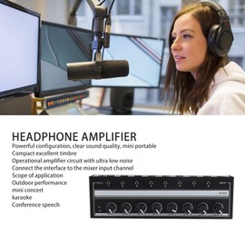 Amplificador de Auriculares, Amplificador de Audio Estéreo de Metal de 8 Canales Mini Divisor de Auriculares Profesional, Divisor de Auriculares Ultracompacto para Estudio y
