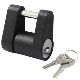 Kemcatui Black Trailer Hitch Coupler Lock - Reliable 1/4 Inch Dia, Convenient 3/4 Inch Span - Secure Tow Boat RV Truck Car's Coupler (1 Pack)