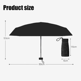 Travel Mini Umbrella, Kiwinvou Black Compact Umbrella with Case, Portable Pocket Size for Parasol Rain & Sun Umbrellas