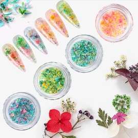 WOKOTO 4 Boxes Mini Dried Flowers Petal Nail Art Stickers 3D Spring Floral Nail Decals Colorful Dry Flowers Nail Stickers Mini Real Nail Flower Charms Set for Women Girls Nail Decorations DIY Craft