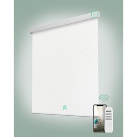 Yoolax Motorized Blinds, Blackout Remote Shades for Indoor Windows, Cordless Automatic Shades Roller Window Blinds for Bedroom Living Room Office (Alpine White, 22" W x 72" H)