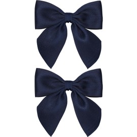 3.5 Inch Cheer Bow Clips for Women Girls Thick Ribbon Boutique Alligator Clips with Tails Hair Accessories for Older Kids Children Young Girls 2 Pcs (Navy Blue)