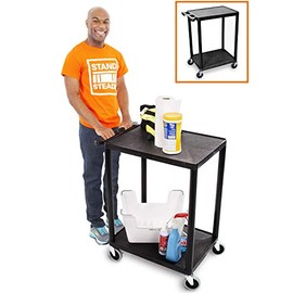 Original Tubstr  Flat Top Utility Cart/Service Cart  Compact, 24 x 18 Inches  Heavy Duty, Supports up to 300 lbs - Lipped Shelf Cart  Great for Warehouse, Garage, Cleaning and More