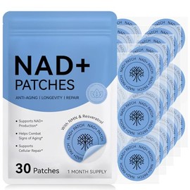ISUNRISE Parches NAD para mujeres y hombres, parches NAD+ con NMN y resveratrol para apoyo antienvejecimiento y bienestar, 30 unidades