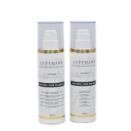 LUTTMANN® Natural Hair Shampoo + Natural Hair Balm Set 200 ml Each - Wigs Hair Replacement - Intensive Care for Real Hair Wigs, Hairpieces as well as for Extensions and Hair Extensions