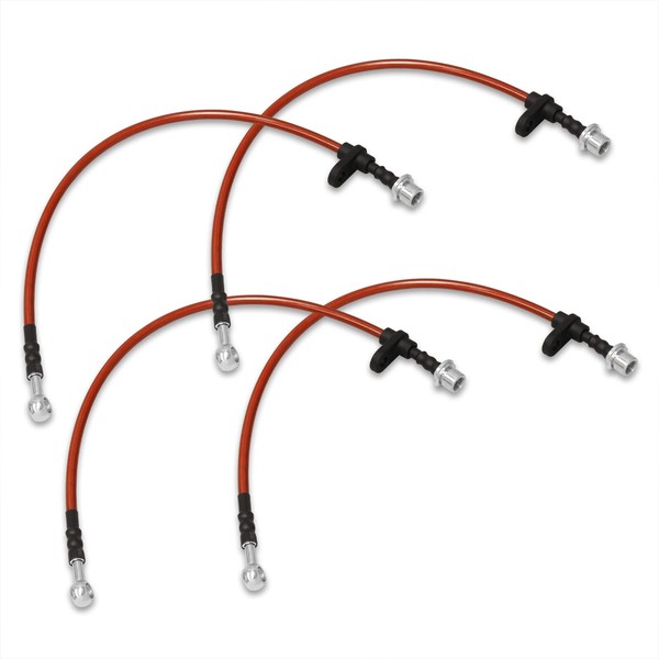 AJP Distributors Red Stainless Steel Braided Oil Disc Brake Lines