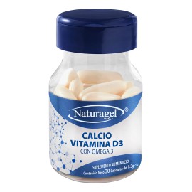Naturagel Calcio Con Vitamina D3 Y Omega 3, 30 Capsulas 1.3g Sabor Sin Sabor