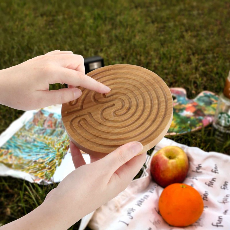 BambooMN Finger Labyrinth for Meditation and Prayer - 6" Diameter