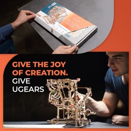 UGEARS 3D Puzzle Marble Run Chain Creative 3D Wooden Puzzles for Adults with Rubber Band Motor - Marble Run Chain Wood Model Kit - Unique Wooden Puzzle - 3D Puzzles for Adults Kit