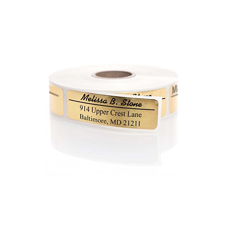 Modern Classic Rolled Return Address Labels with Elegant Plastic Dispenser