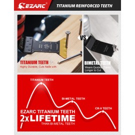 EZARC Titanium Oscillating Saw Blades, Oscillating Multitool Blades for Metal, Wood Nails, Screws Cutting, Plastic, 10 Pack