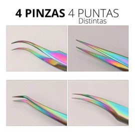 Universo en Linea 4 Piezas Pinzas Para Pestañas Mink Camaleón Con Estuche
