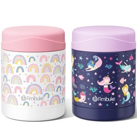 Fimibuke Insulated Kids Food Jar, 2 Pack 12 OZ Bpa Free Stainless Steel Vacuum Lunch Jar for Hot Cold Food, Leakproof Snack Container for School Boy Girl Wide Mouth Toddler Lunch Box for Smoothie Soup