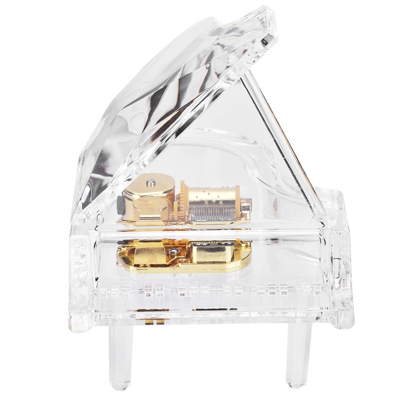 Grand Piano Shaped Windup Transprent Acrylic Music Box Birthday Present