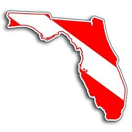 Florida State Shape Scuba Dive Sticker Diver Down Flag Symbol Vinyl Window Bumper Decal for Cup Boat Tank Car Truck FL