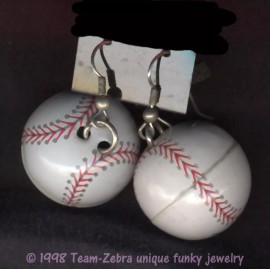 Team-Zebra Funky Earrings & Novelty Jewelry Huge Funky BASEBALL EARRINGS Sports Fan Team Ball Player Charm Costume Jewelry