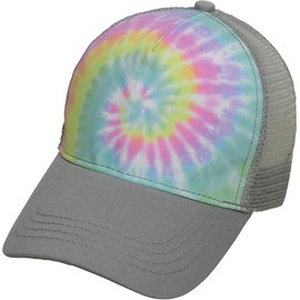 Colortone Adult Tie-Dyed 5-Panel Trucker Cap, Pastel, One Size