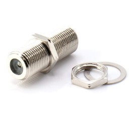 Cable Extension Coupler, with Washer and Nut - 25 Pack - Works with Wall Plates - Connects Two Coaxial Video Cables, for Coax F81 (Female to Female) 75 Ohm, 2.3Mhz-3GHz Satellite, CATV