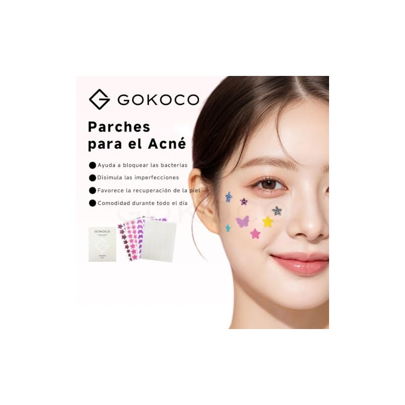 GOKOCO Parches para Acné 306 Pack, Estrella de 6 colores