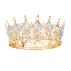 Feltent AB Gold Crown for Women Crystal Tiara and Queen Crown for Girl Wedding Headband for Bride Hair Accessories for Costume Birthday Party Cake Decoration Prom